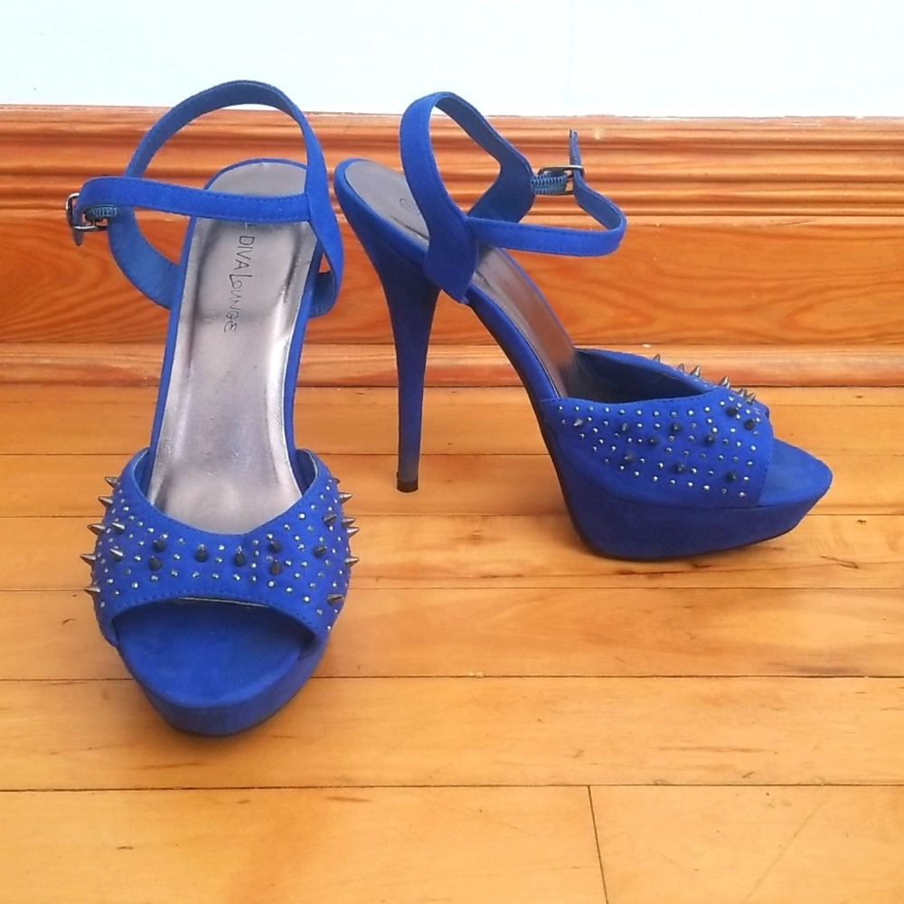 Blue Diva Lounge Stiletto Open Toe Heels Size 9